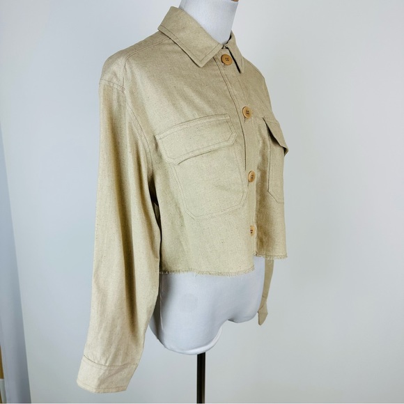 ZARA Neutral Lightweight Cropped Jacket Size Small - Picture 4 of 13